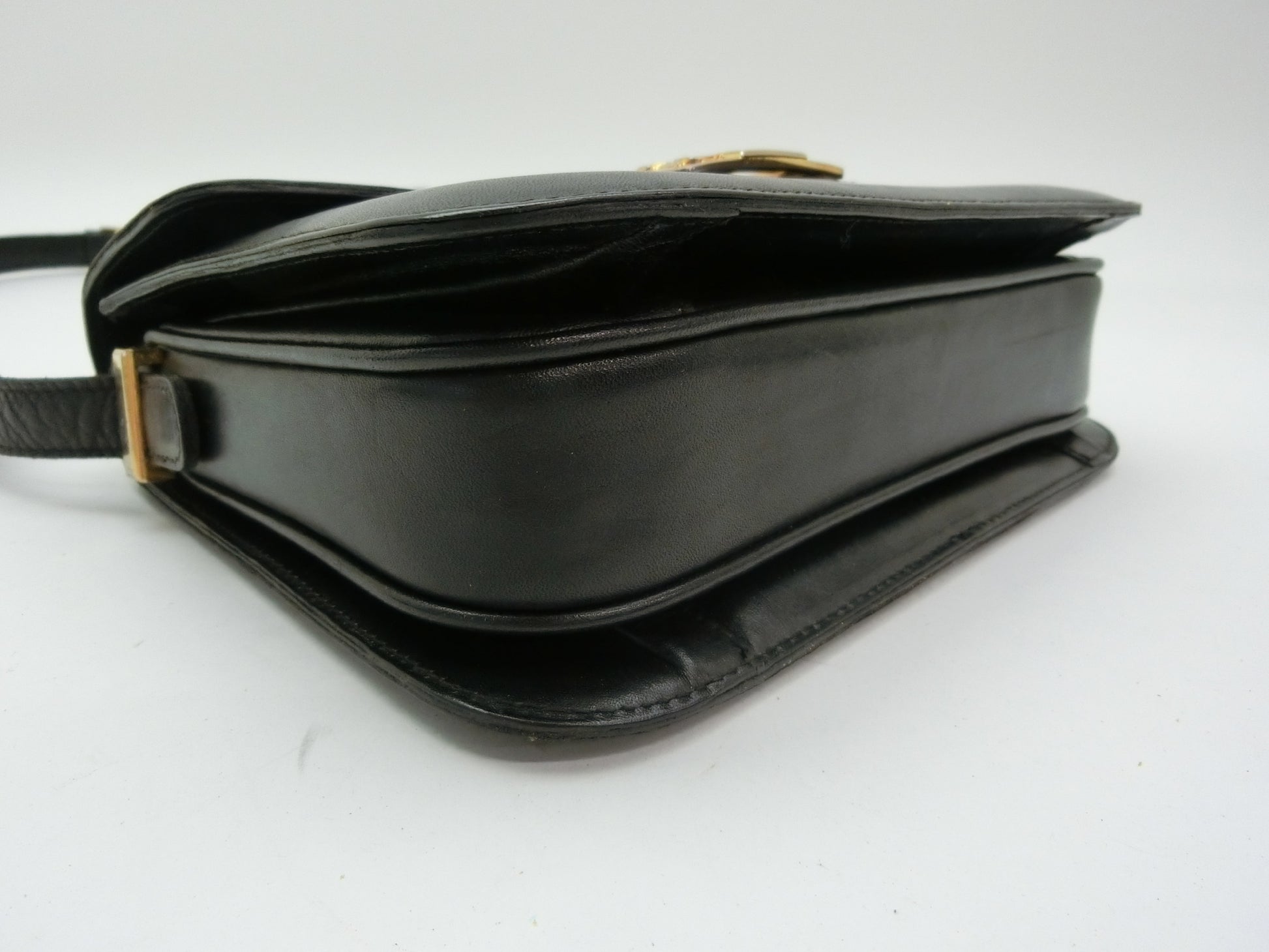 CELINE Leather Shoulder Bag with Carriage Hardware