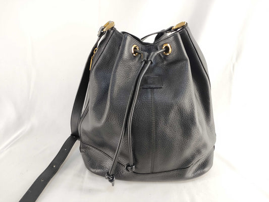 BURBERRY Drawstring Leather Shoulder Bag