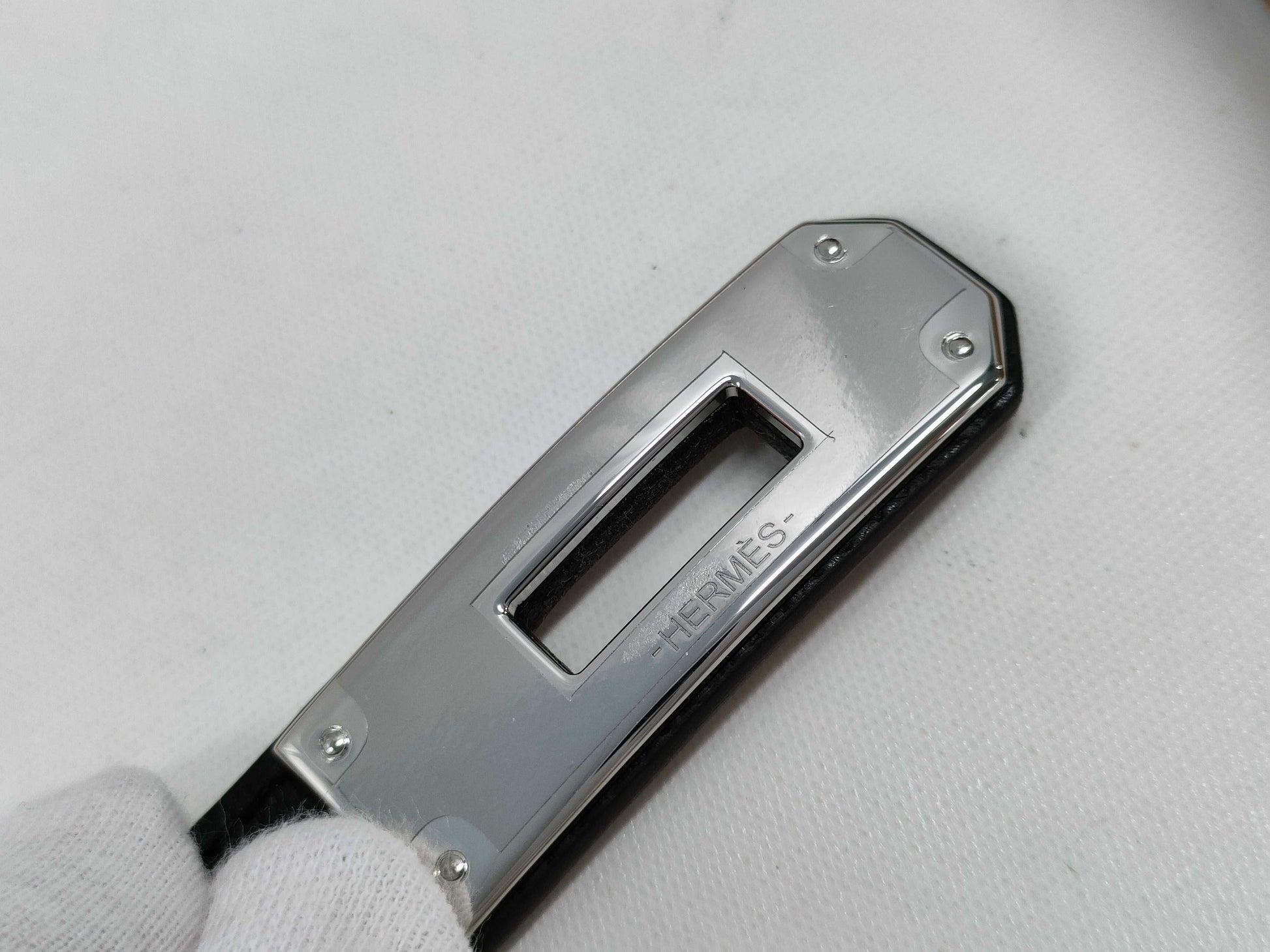 HERMES Kelly Belt, K Stamp, Black, NOIR, Gold, Silver Hardware