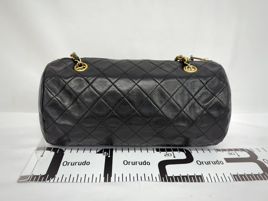 CHANEL Cylindrical Chain Boston Bag, Black, No. 1, Shoulder Bag