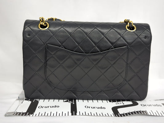 CHANEL Lambskin Double Flap 25 Black Shoulder Bag #1