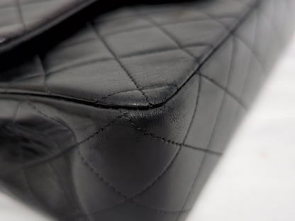 CHANEL Lambskin Double Flap 25 Black Shoulder Bag #1