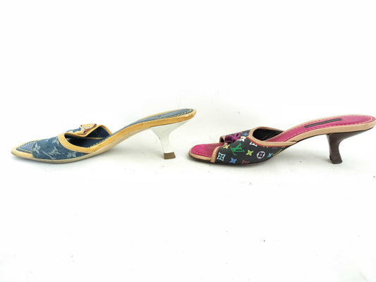 LOUIS VUITTON Monogram Denim LV Sandals A 3-Piece Mules