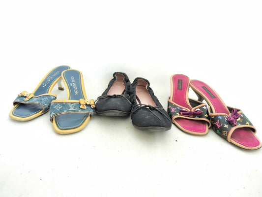 LOUIS VUITTON Monogram Denim LV Sandals A 3-Piece Mules