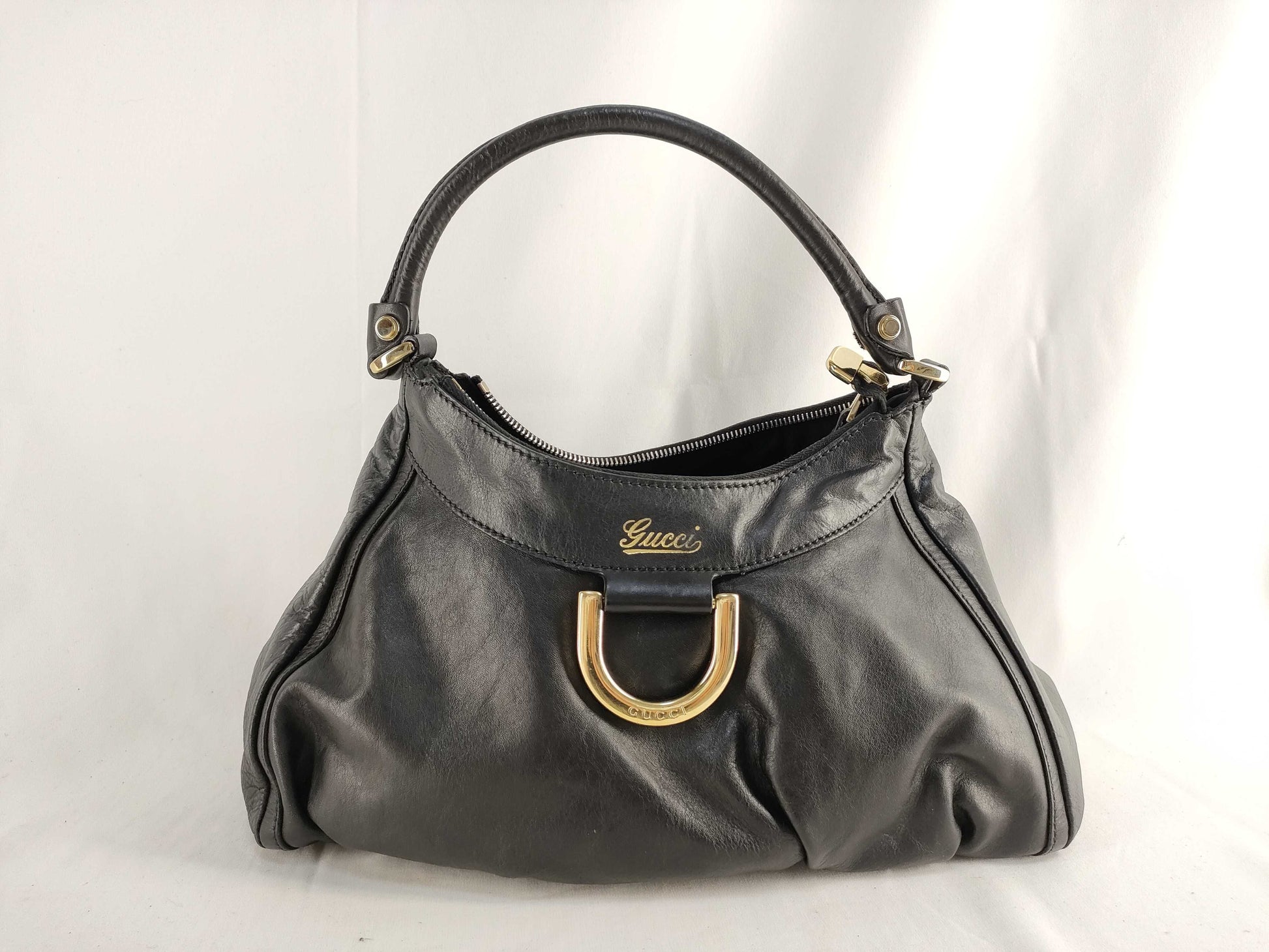 GUCCI One-Shoulder Black Leather Shoulder Bag