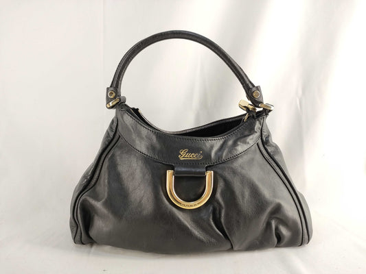 GUCCI One-Shoulder Black Leather Shoulder Bag