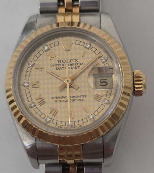 ROLEX 69173G 9569736 Houndstooth Women's Watch