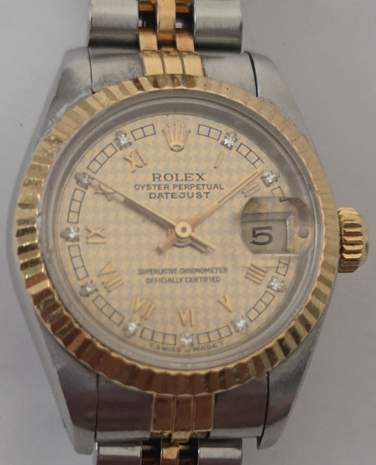 ROLEX 69173G 9569736 Houndstooth Women's Watch
