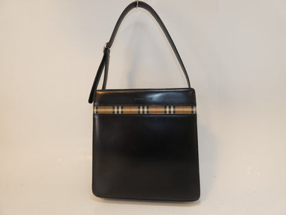 BURBERRY Leather Nova Check Black One-Hand One-Shoulder Shoulder Bag