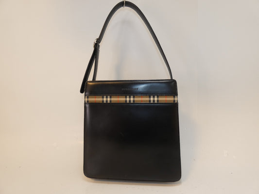 BURBERRY Leather Nova Check Black One-Hand One-Shoulder Shoulder Bag