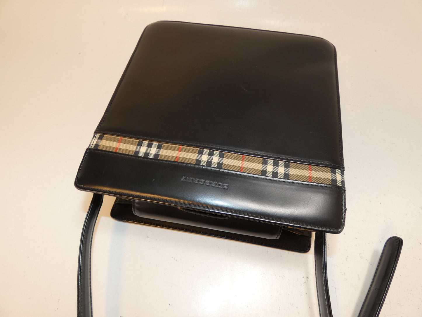 BURBERRY Leather Nova Check Black One-Hand One-Shoulder Shoulder Bag