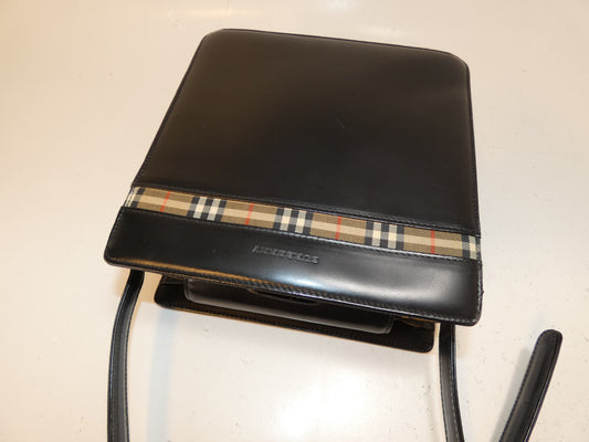 BURBERRY Leather Nova Check Black One-Hand One-Shoulder Shoulder Bag
