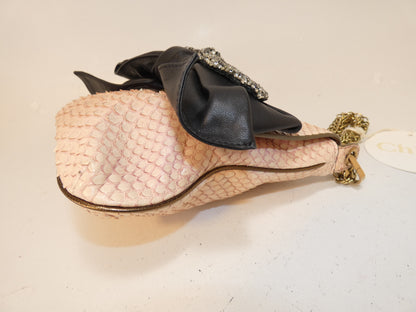 Chloe Python Print Ribbon Beaded Chain Shoulder Bag