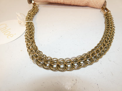 Chloe Python Print Ribbon Beaded Chain Shoulder Bag