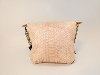 Chloe Python Print Ribbon Beaded Chain Shoulder Bag
