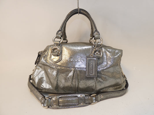 COACH 2-way Punched Glitter Silver Hand Shoulder Bag
