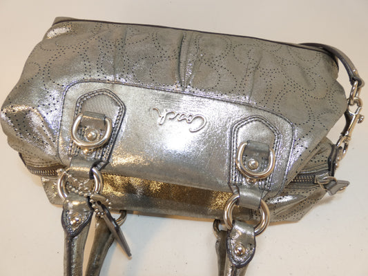 COACH 2-way Punched Glitter Silver Hand Shoulder Bag