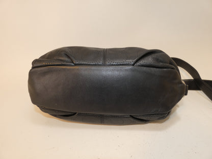 COACH Signature Perforated Black Leather Shoulder Bag