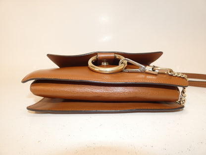 Chloe Faye Suede and Leather Brown Shoulder Bag