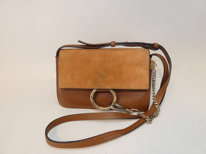 Chloe Faye Suede and Leather Brown Shoulder Bag