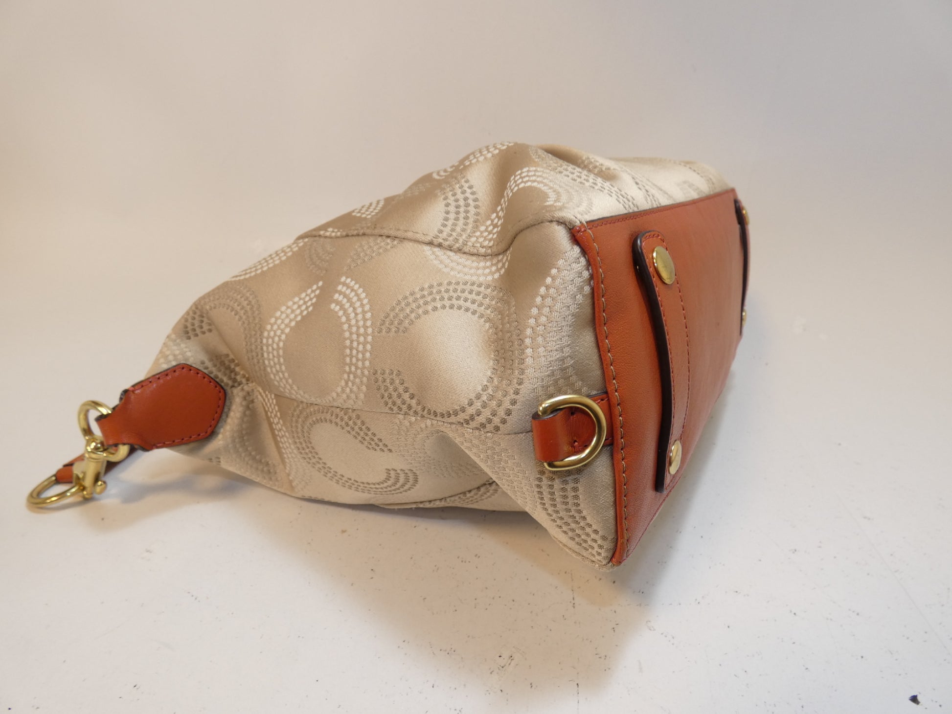 COACH 2-way Signature Canvas and Leather Hand/Shoulder Tote Bag