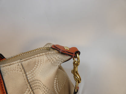 COACH 2-way Signature Canvas and Leather Hand/Shoulder Tote Bag