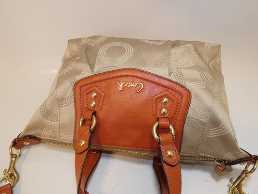 COACH 2-way Signature Canvas and Leather Hand/Shoulder Tote Bag