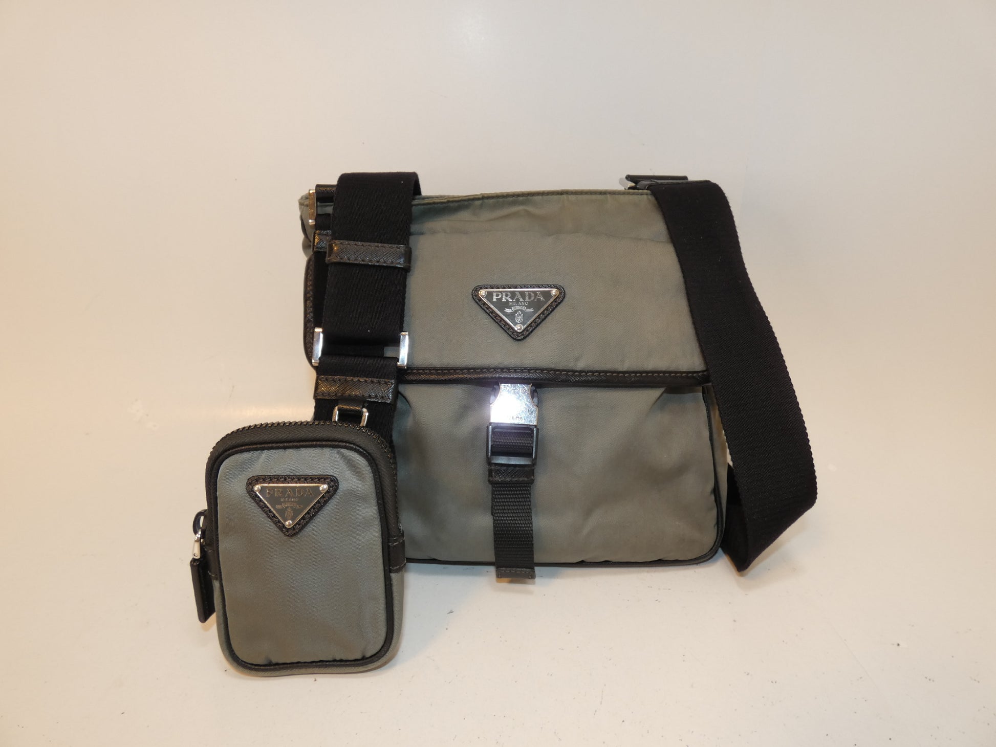 PRADA Saffiano nylon shoulder bag with mini pouch