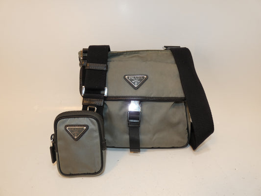 PRADA Saffiano nylon shoulder bag with mini pouch