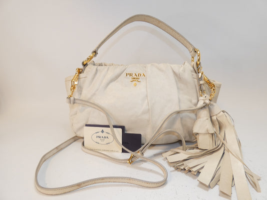 PRADA 2-way Leather Fringe Hand Shoulder Bag