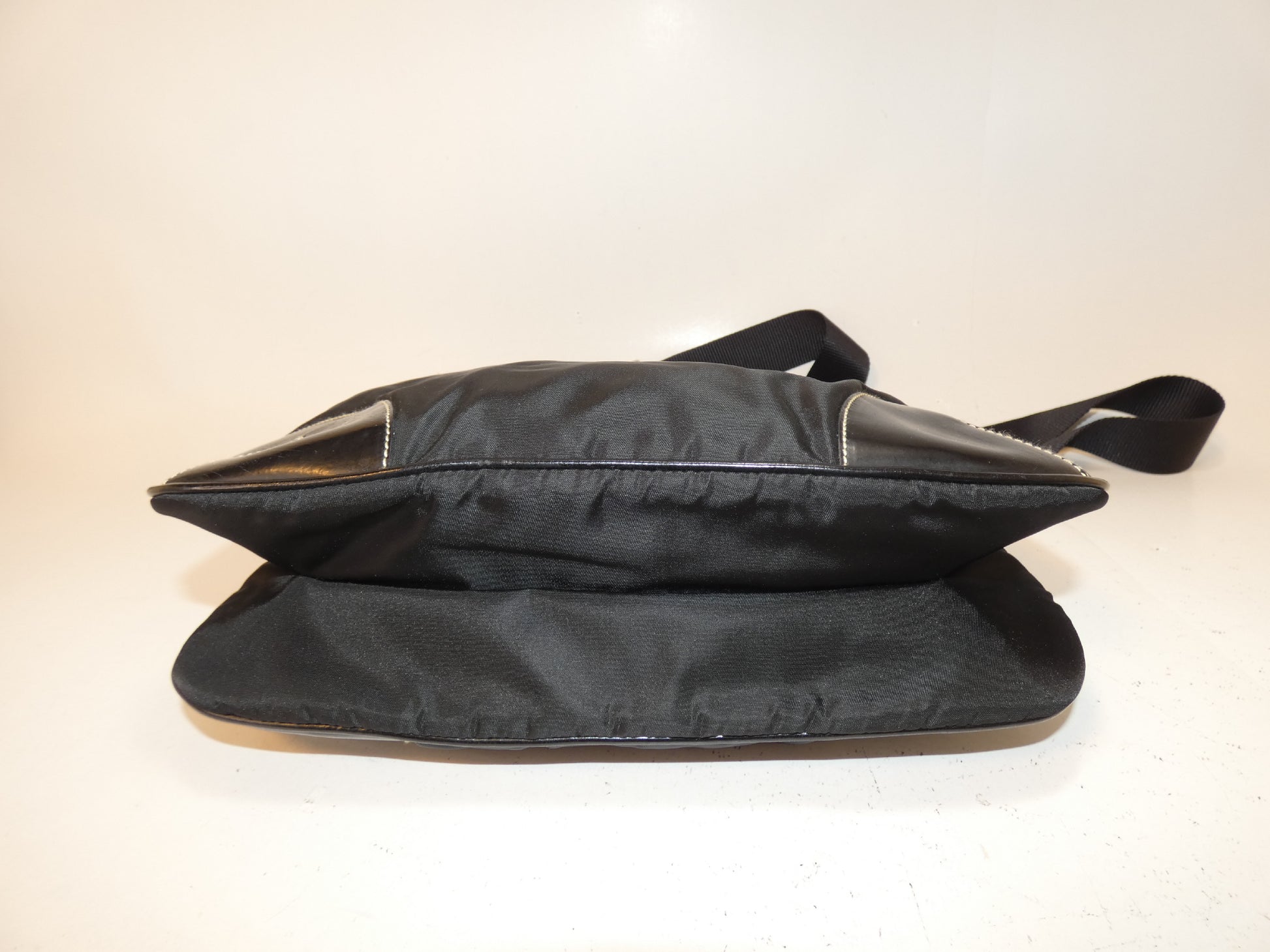 PRADA nylon and leather black shoulder bag
