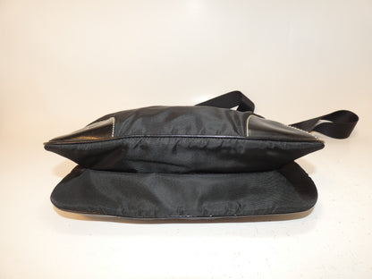 PRADA nylon and leather black shoulder bag