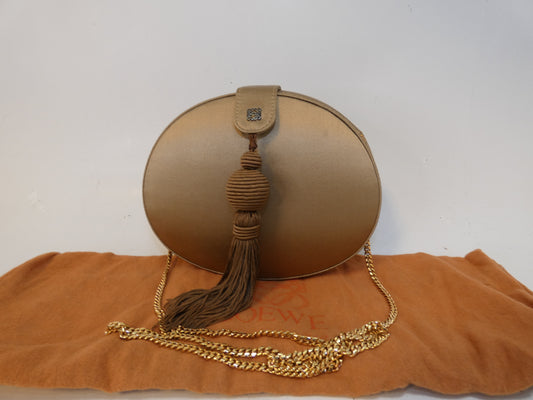 LOEWE Anagram Clasp Purse Satin Fringe Shoulder Bag