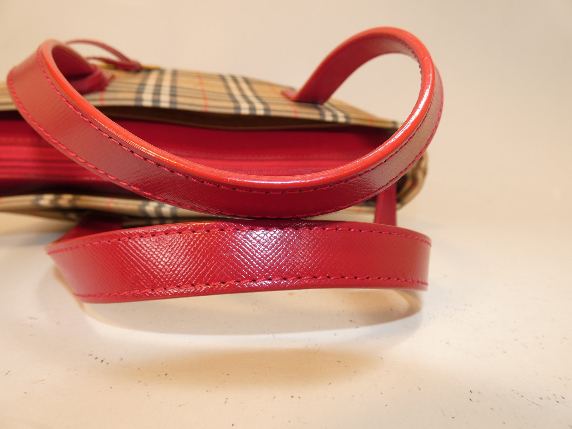BURBERRY Nova Check Horse Leather Handbag