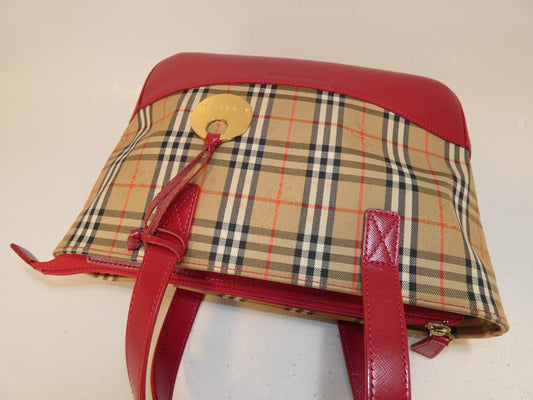 BURBERRY Nova Check Horse Leather Handbag