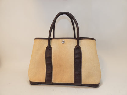 HERMES Garden Party Toile Tote Handbag