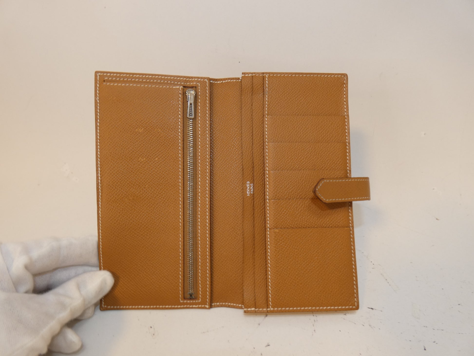 HERMES Bearn soufflé Epson T engraved long wallet