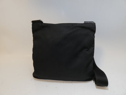 PRADA Triangle Plate Front Logo Nylon Saffiano Black Shoulder Bag