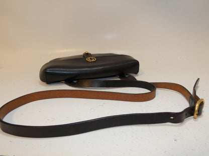 GUCCI All Leather Vintage Interlocking Dark Brown Shoulder Bag