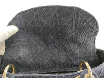 Dior Lady Dee-Lite Medium Cannage Navy 2-Way Canvas Handbag