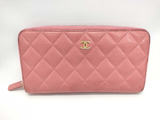 CHANEL Matelasse Long Wallet in Caviar Leather with Pink Gold Hardware, 28510975