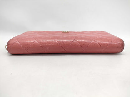 CHANEL Matelasse Long Wallet in Caviar Leather with Pink Gold Hardware, 28510975
