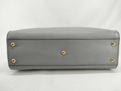 FENDI Peekaboo Regular Leather Blue-Gray 2-Way Handbag
