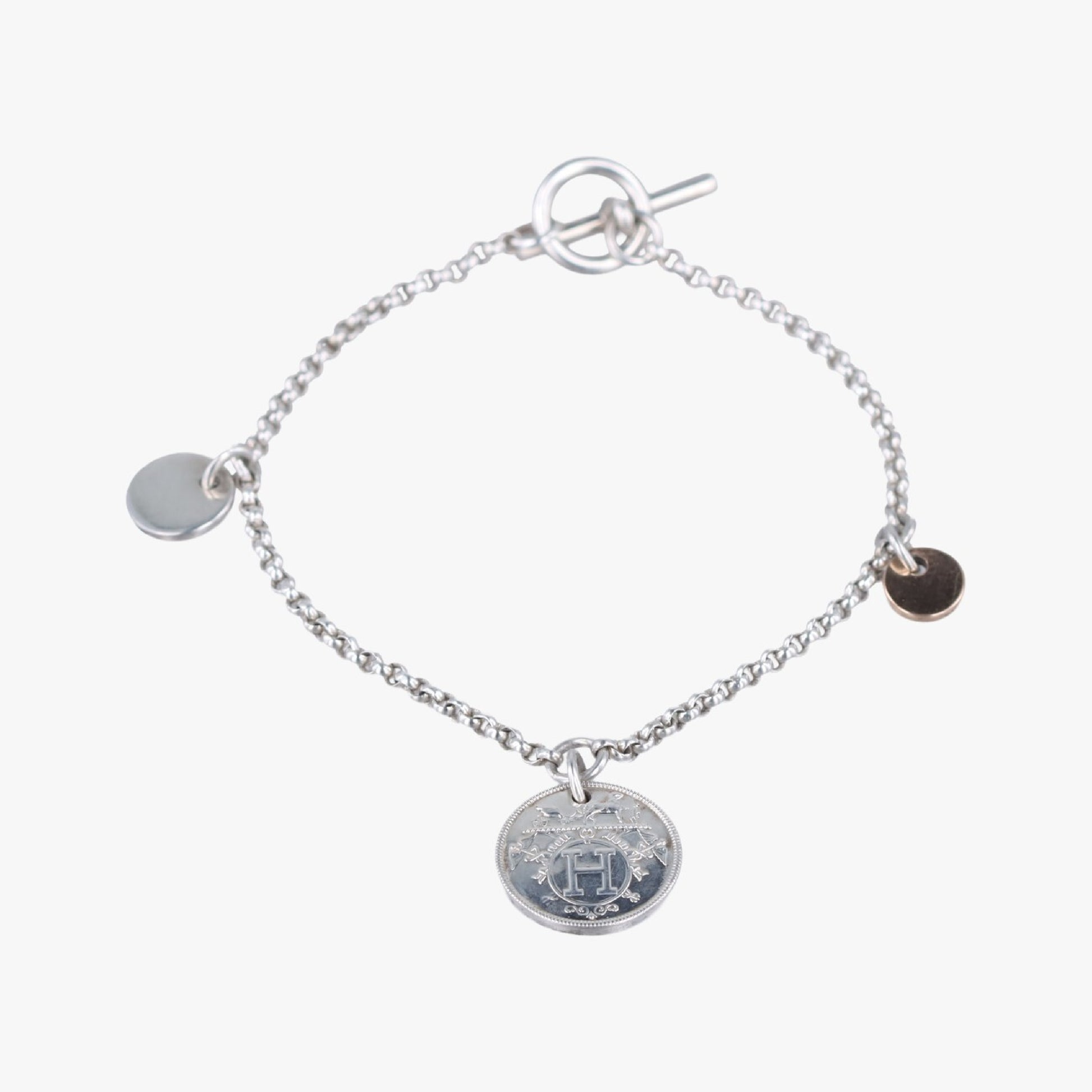 HERMES Ex Libris Gold x Silver AU750 x Ag92522C460515 Bracelet/Bangle
