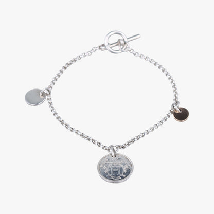 HERMES Ex Libris Gold x Silver AU750 x Ag92522C460515 Bracelet/Bangle