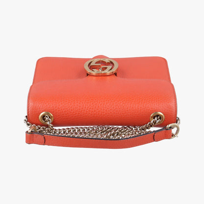 GUCCI Interlocking G Orange Leather Shoulder Bag 510304I027085042