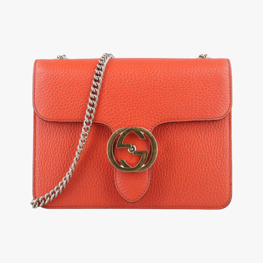 GUCCI Interlocking G Orange Leather Shoulder Bag 510304I027085042
