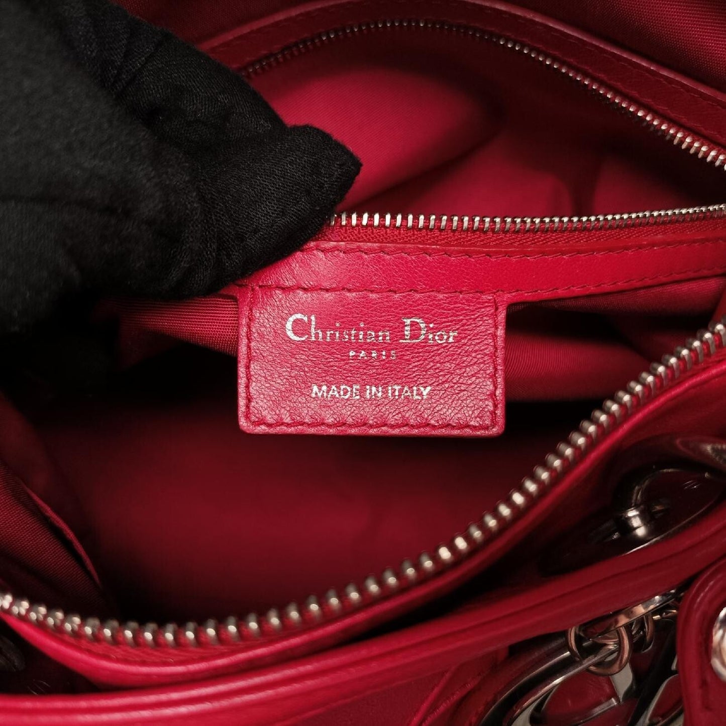 Dior Granville Rose Red Leather 09-BO-0172 Shoulder Bag