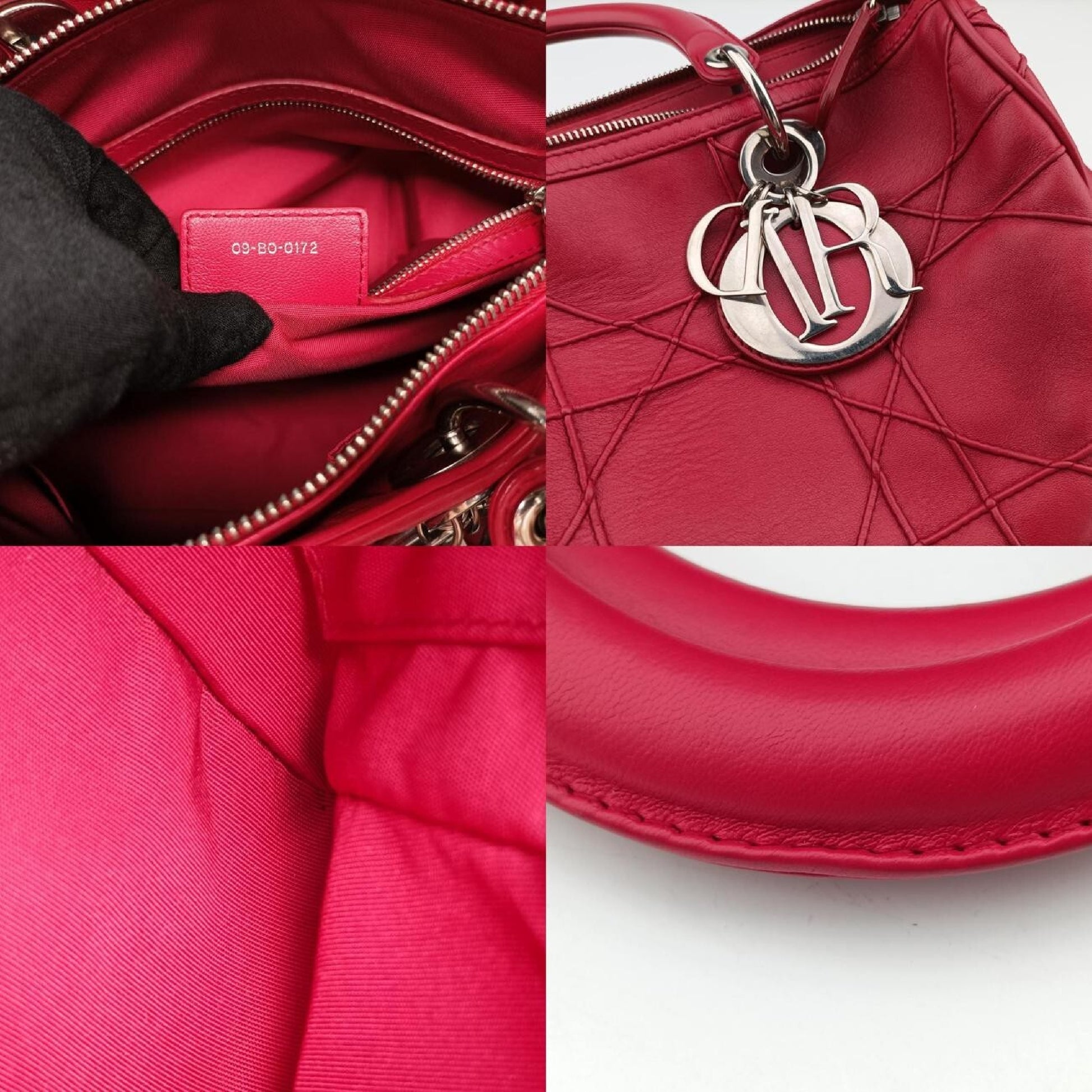 Dior Granville Rose Red Leather 09-BO-0172 Shoulder Bag