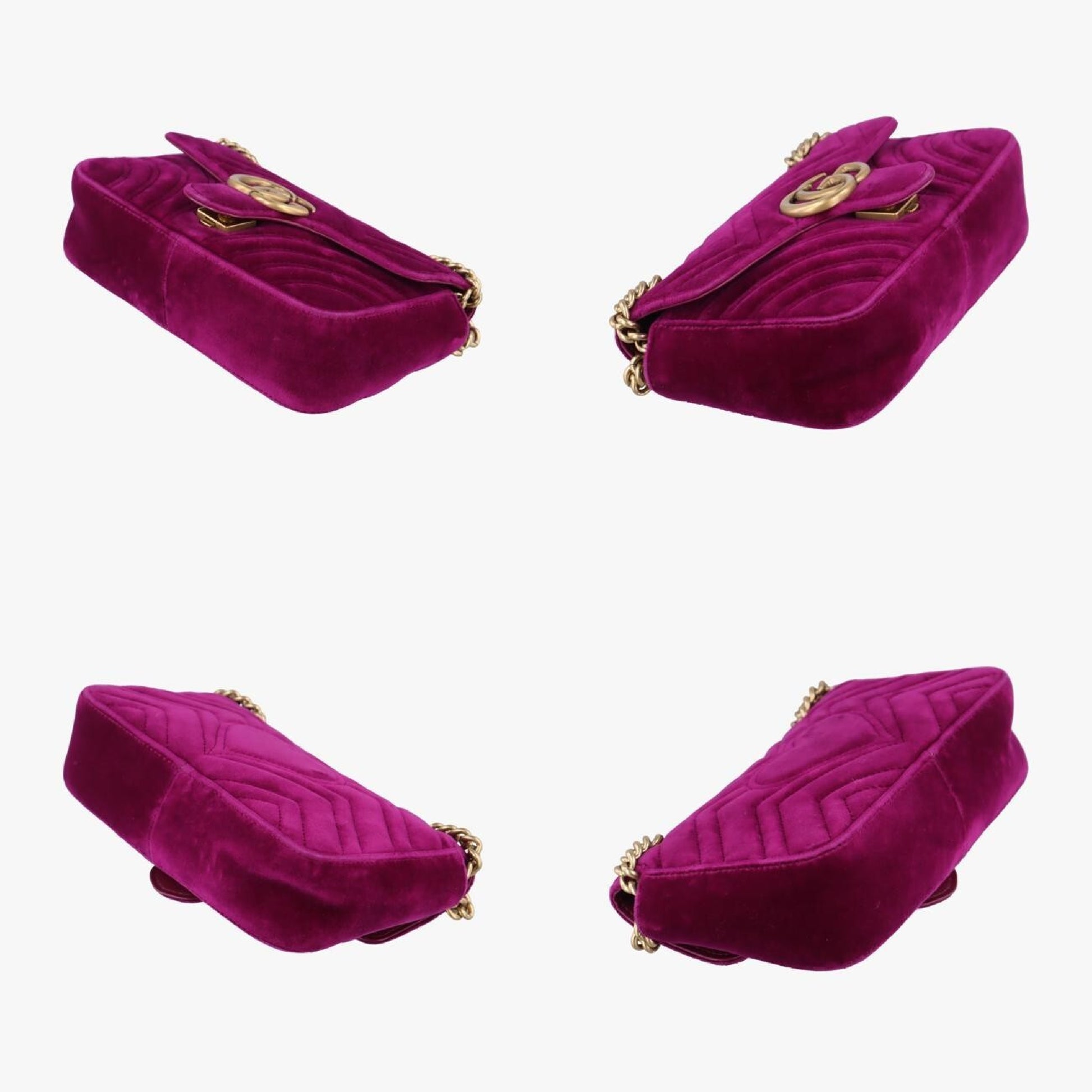 GUCCI GG Marmont Purple Velvet Shoulder Bag 446744I024317238